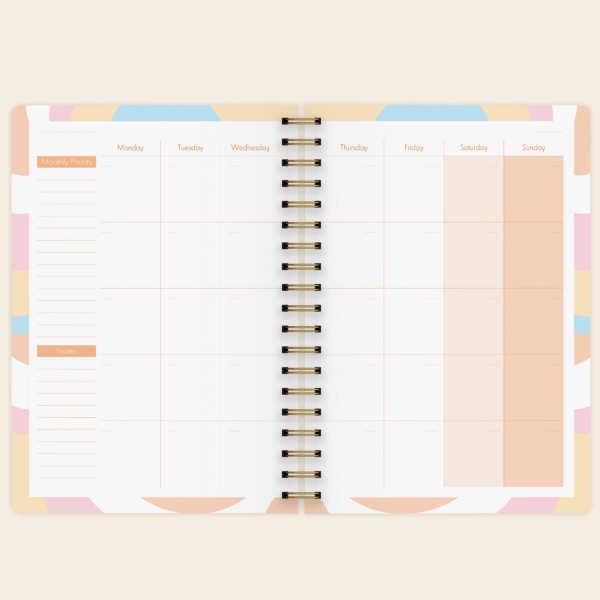 Kalın Kapaklı Süresiz Planlayıcı Spiralli Defter Marble 17x24 cm