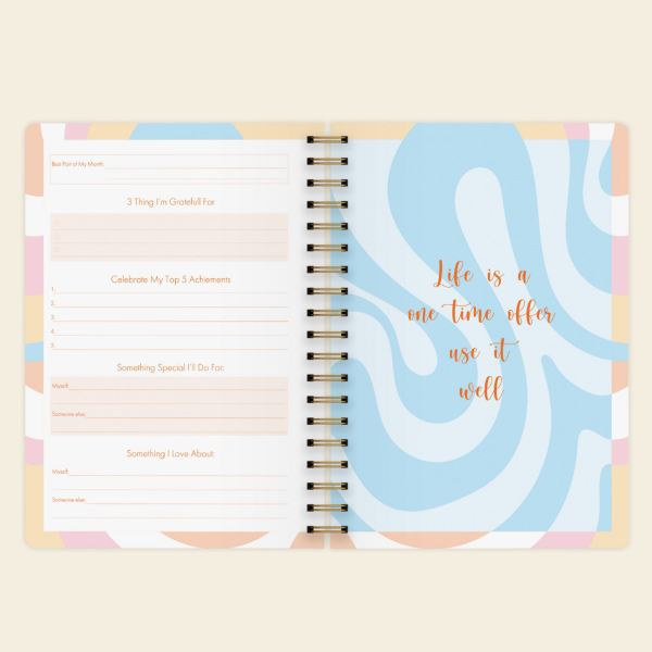 Kalın Kapaklı Süresiz Planlayıcı Spiralli Defter Marble 17x24 cm