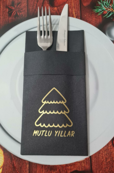 Siyah Çam Ağacı Sunum Peçetesi